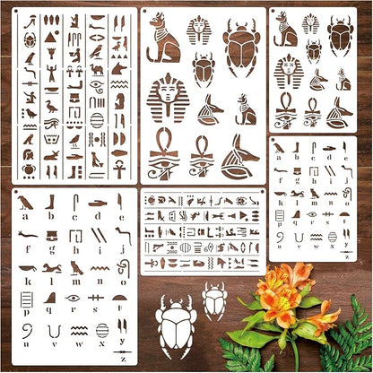Egyptian Hieroglyphs Stencils, Ancient Egyptian Glyphs Alphabet Painting - Image 8