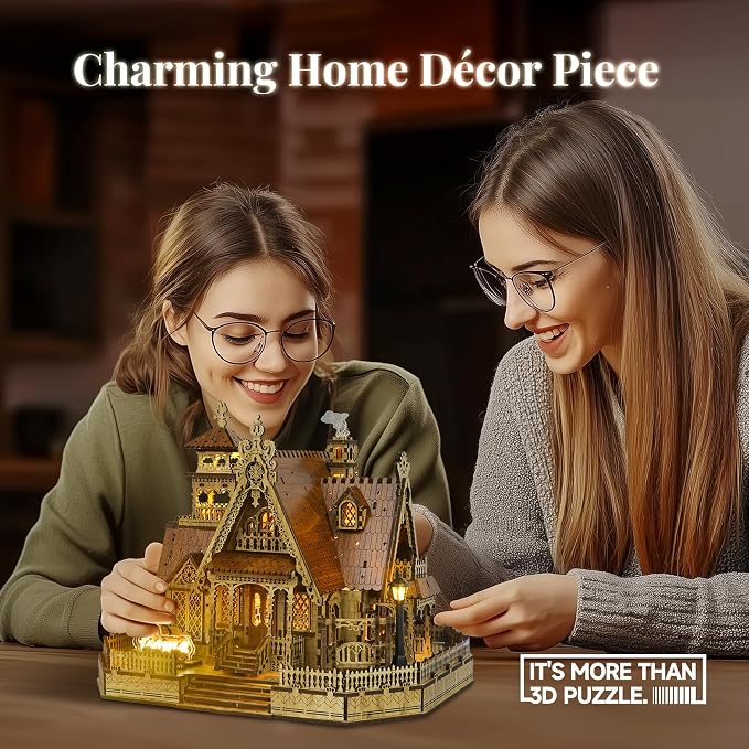 LED 3D Wood Puzzle Countryside Cottage Model - Image 6