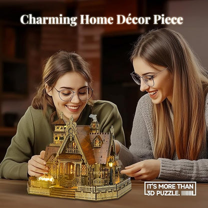 LED 3D Wood Puzzle Countryside Cottage Model - Image 6