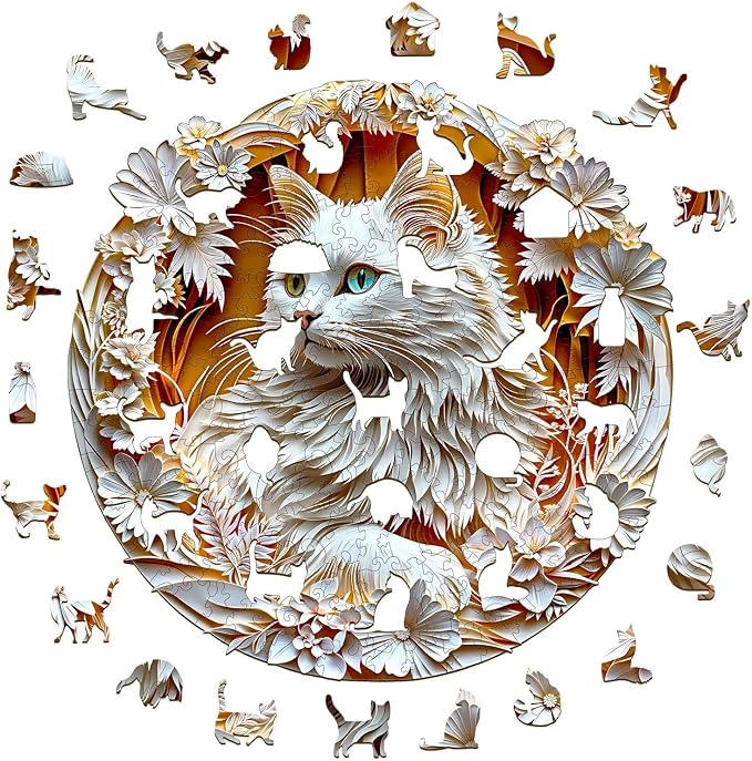 Wooden Puzzles Adults, 3D Cute Cat Wooden Puzzles 100 Pieces, Unique Animal - Image 8