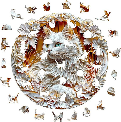 Wooden Puzzles Adults, 3D Cute Cat Wooden Puzzles 100 Pieces, Unique Animal - Image 8