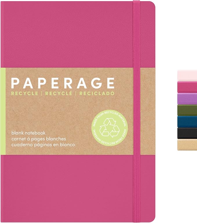 PAPERAGE Recycled Blank Journal Notebook, 160 Pages, Medium 5.6 in x 8 in by PAPERAGE