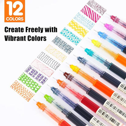 RIANCY Liquid Ink Rollerball Gel Pens, 0.5mm Extra Fine Point Tip, 12ct - Image 3