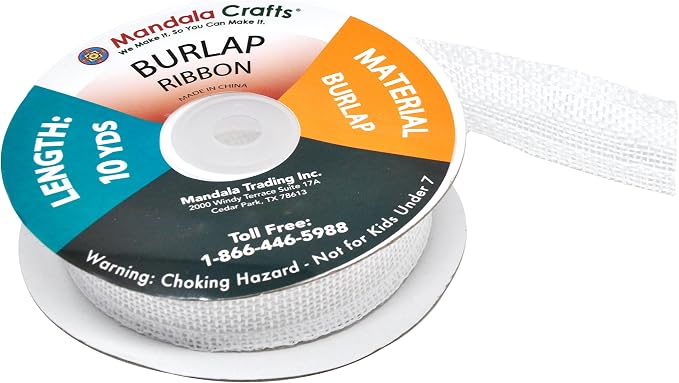 Mandala Crafts White Burlap Ribbon 1 Inch Wide Jute Ribbons - Image 4