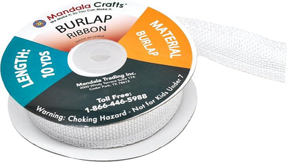 Mandala Crafts White Burlap Ribbon 1 Inch Wide Jute Ribbons - Image 4