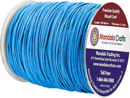 Mandala Crafts 1.5mm 109 Yards Sky Blue Cotton Waxed Cord - Image 2