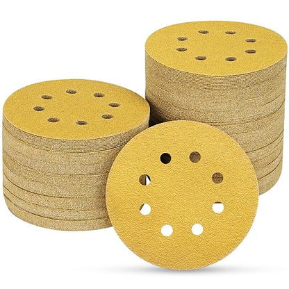 100PCS 5 Inch 8 Hole Sanding Discs 80 Grit by POTUINOM