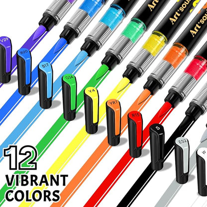 Art+soul Acrylic Paint Markers, 12 Colors - Image 2