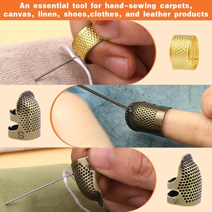 8 Pcs Hand-Working Sewing Thimble, Adjustable Metal Finger Protectors - Image 6