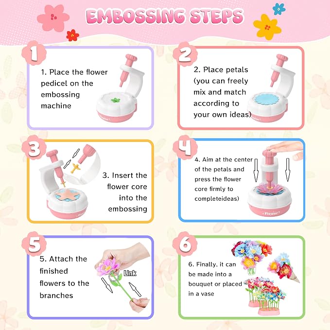 GirlsHome 300+PCS Fabric Flower Bouquets Toys, DIY Flower Crafts Kits - Image 4
