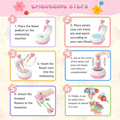 GirlsHome 300+PCS Fabric Flower Bouquets Toys, DIY Flower Crafts Kits - Image 4
