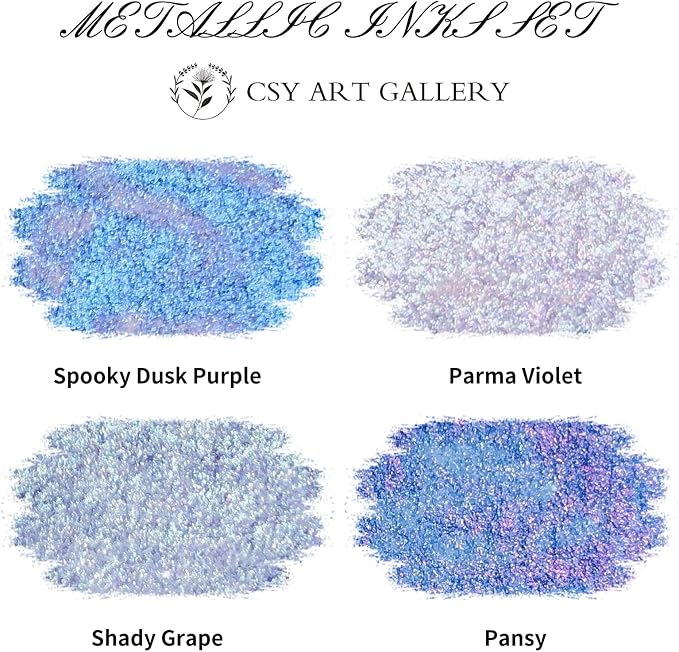 CSY art gallery Pearlescent Liquid Acrylic Ink Set Bottle -Shimmering Purple - Image 3