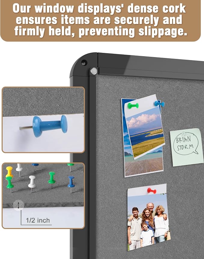 36"x24" Enclosed Bulletin Board, Lockable Weather-Resistant Aluminum Cork - Image 6