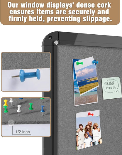 28"x26" Enclosed Bulletin Board, Lockable Weather-Resistant Aluminum Cork - Image 6
