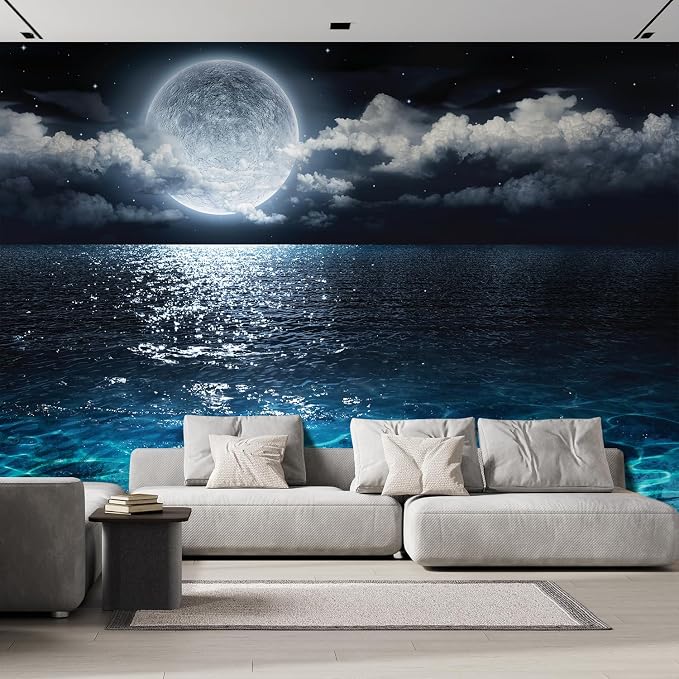 wall26 Wall Sticker/Wall Mural Sea Under Moonlight, Not Peel and Stick by wall26