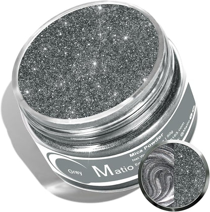 Matio Grey Mica Powder for Epoxy Resin, 1.8oz/ 50g Pearlescent Effect Mica by Matio