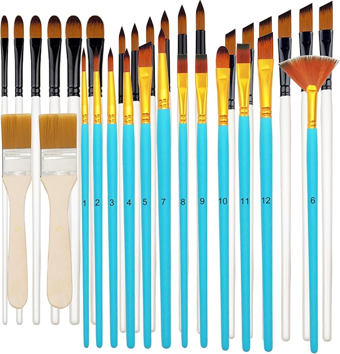 32 pcs Paint Brushes Set for Acrylic Painting, Watercolor, by Sdanart