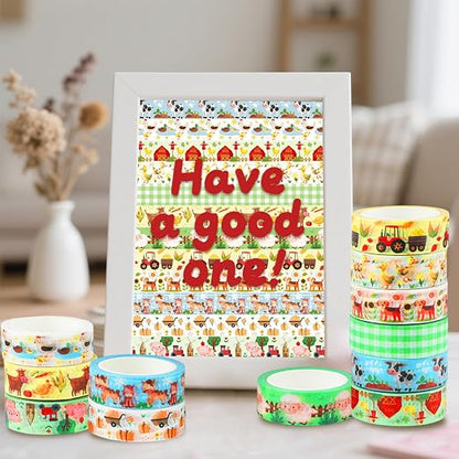 12 Rolls Farm Animals Washi Tape Set, Farmhouse Cow Sheep Pig Ducks Decorative - Image 7