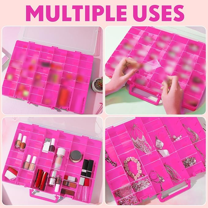 Juexica 2 Pcs Large 48 Grids Plastic Storage Bead Organizer Box, Tackle Box - Image 7