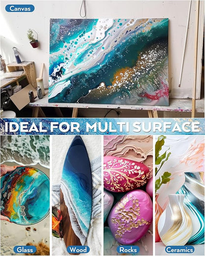 Nicpro 8 Colors 8.45oz Metallic Acrylic Pour Paint Supplies Kit, Large Volume - Image 6