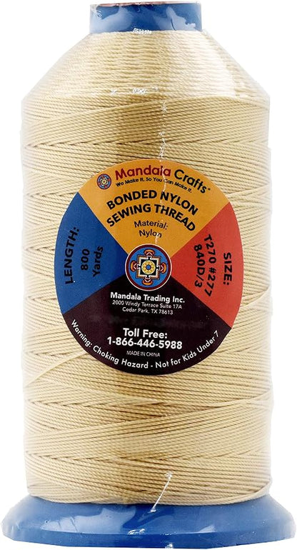 Mandala Crafts Bonded Nylon Thread Tan Heavy Duty Sewing Threads - Image 2