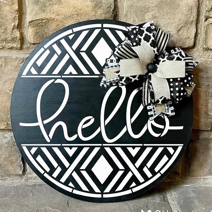 9 Pcs Welcome Stencils for Painting on Wood Reusable Round Home Sweet Home - Image 5