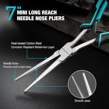 DURATECH 7" Long Reach Needle Nose Pliers, Extra Long Nose Pliers - Image 3