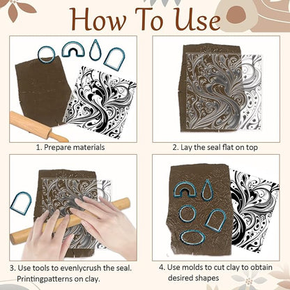 CHGCRAFT Artistic Pattern Polymer Clay Texture Sheets Fumes Silicone Stamp - Image 4