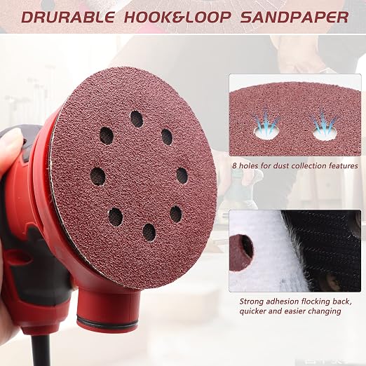 110pcs 5 Inch Sanding Disc, ZEHIQ 8 Hole Hook and Loop Sandpaper Assortment 40 - Image 6