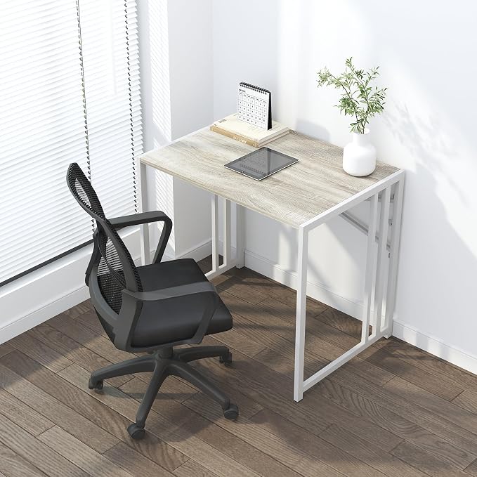 Small Folding Desk 32 inch, No Assembly Required Small Office Desk, Writing - Image 2