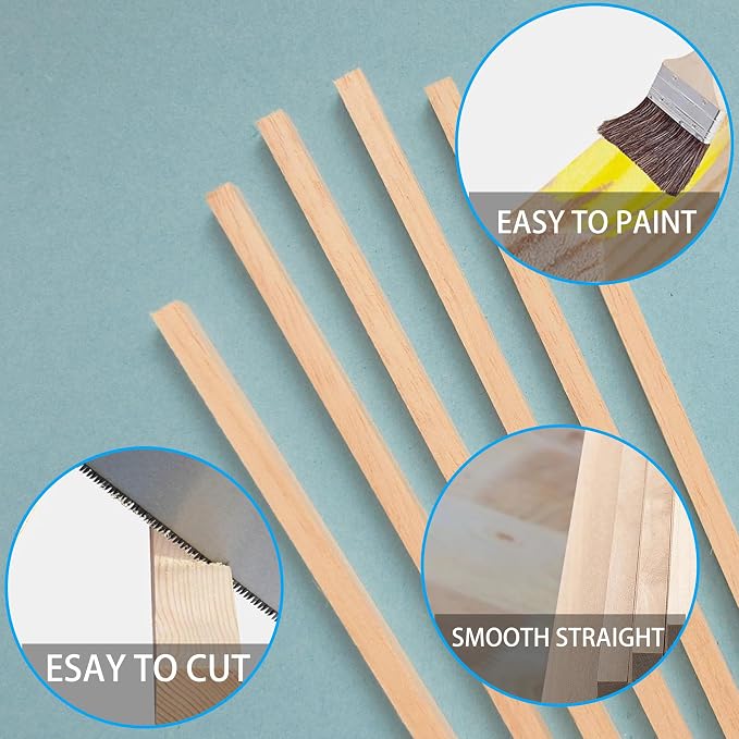 60Pcs Wood Square Dowel Rods 1/8 x 1/8 x 12 inch, Balsa Wood Squares - Image 4