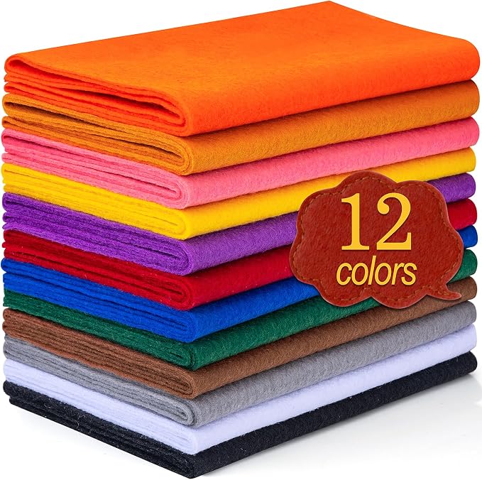 12 Rolls 8"x35" 1.4mm Thick Soft Felt Fabric Sheet 12 Assorted Dark Rainbow by MITINU