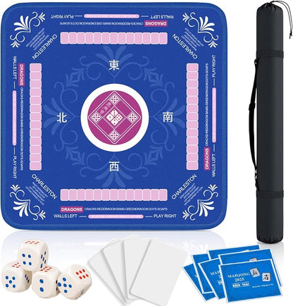 Mahjong Mat with Rules for Table with 6 Mahjong Playing Instructions, 4 Mahjong by Unknown