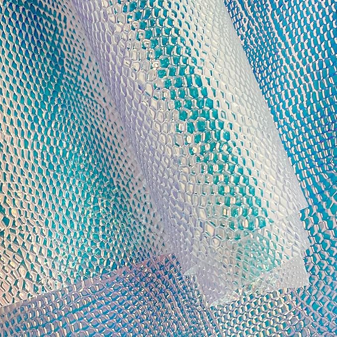 ONEART | Iridescent Transparent Embossed Vinyl Holographic Blue Clear PVC Vinyl by ONEART
