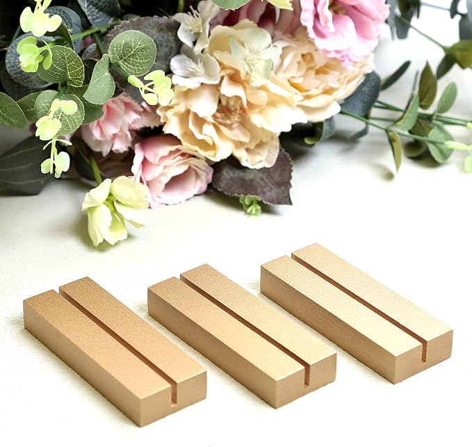 UNIQOOO 20 Pack 4" Gold Birch Wood Stands - Image 5