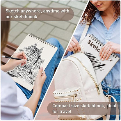 Umriox 9" x 12" Sketch Book, Top Spiral Bound Sketchbook, Acid-Free Drawing - Image 4
