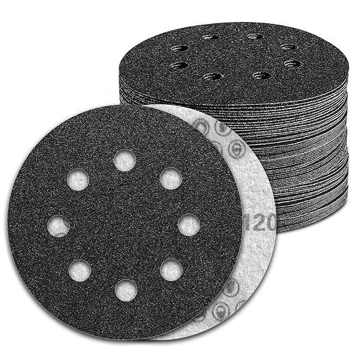 100 Pcs 5 inch Wet Dry Sanding Discs Grit 120 Hook and Loop 8 Hole Silicon by Pukamam