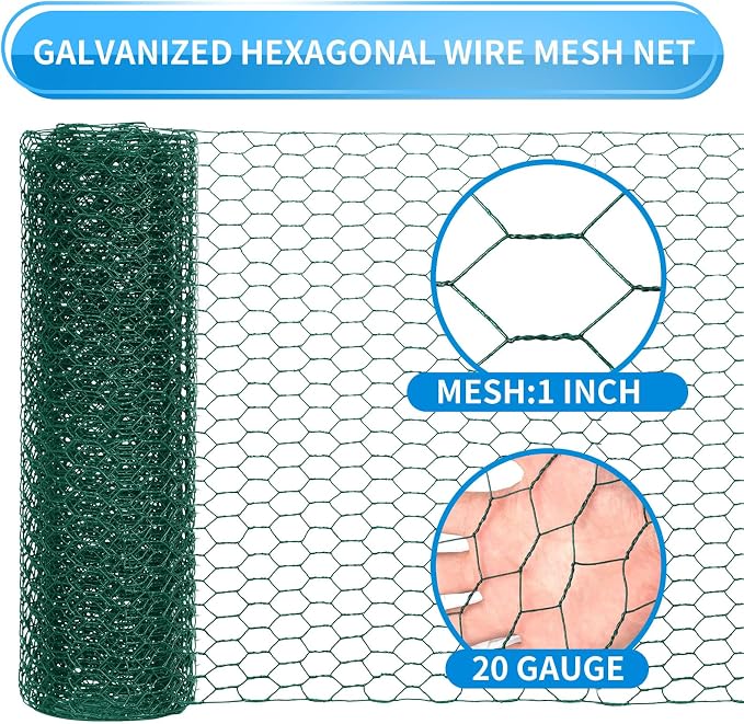 24'' x 150' Green Chicken Wire Fencing, 1 inch Chicken Wire and 20 Gauge - Image 5