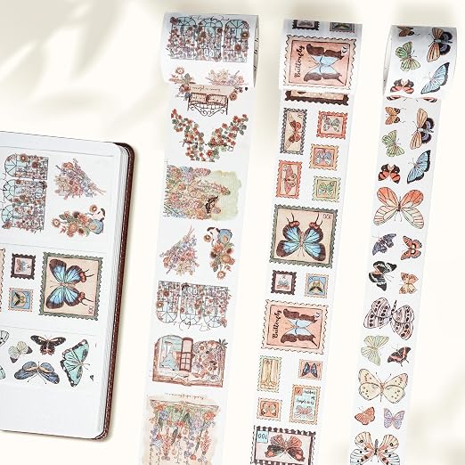 WT Stamped Wings Washi Tape Sticker Set – 3 Rolls Decorative Butterfly & Wing - Image 2