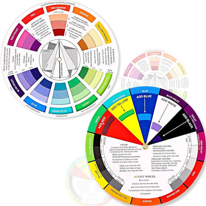 Outus 2 Pcs Color Wheel, Paint Mixing Learning Guide Art Teaching Tool Color by Outus