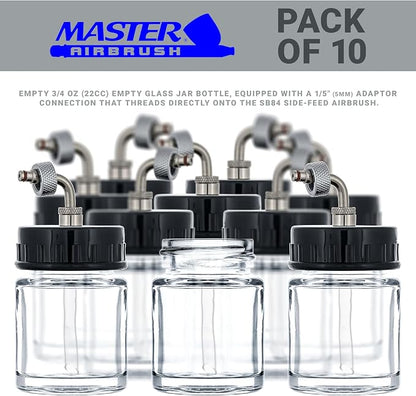 Master Airbrush Brand Box of 10-Each TB-007 Empty 3/4-Ounce, Glass Bottle - Image 2