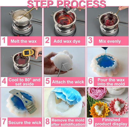 JDH 2PCS Flower Candle Molds, Heart Rose Candle Mold, 3D Angel Baby in - Image 3