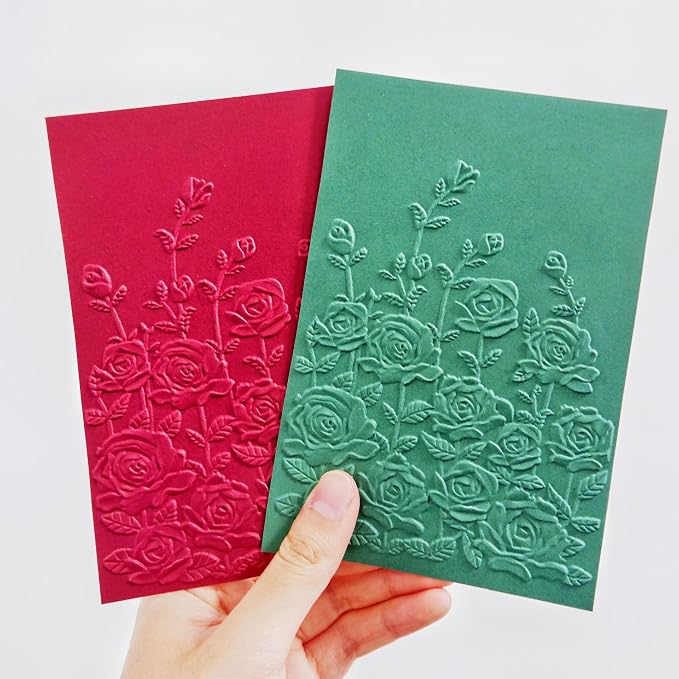 NZJ 3D Texured Spring Flower Rose Bloom Plastic Embossing Folders - Image 2