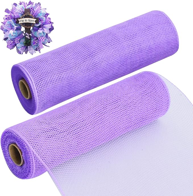 TONIFUL 2 Rolls 10 Inch Lavender Purple Decorative Mesh Ribbbon Rolls, Fabric by TONIFUL