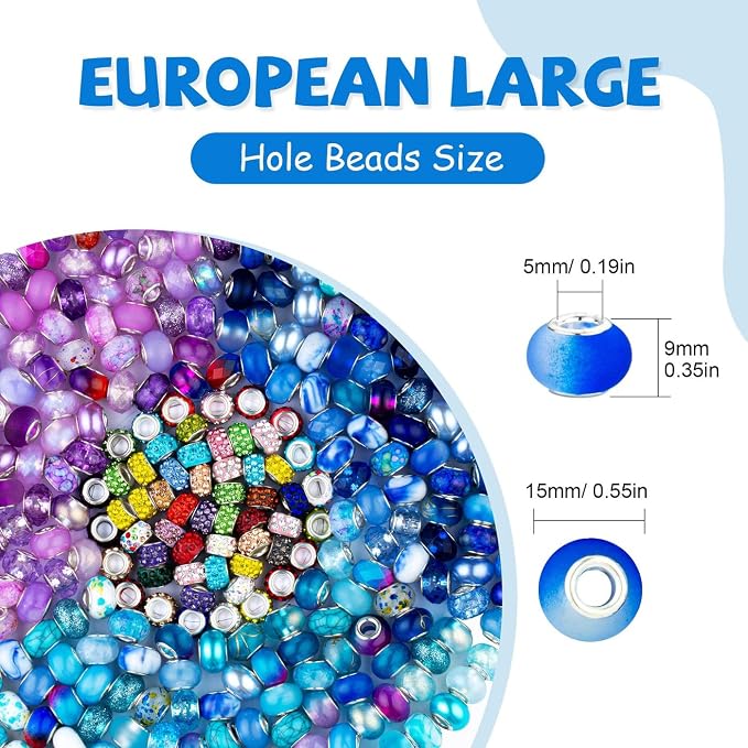 LAIDANLA 150pcs 15mm European Large Hole Beads Bulk - Image 2