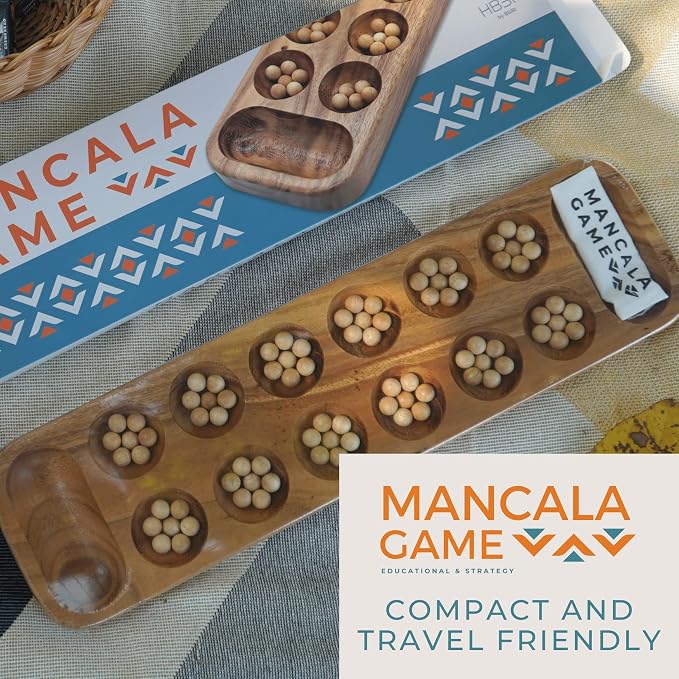 BSIRI Mancala Wooden Classic Board Game Entertainment - Image 7