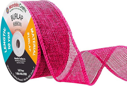 Mandala Crafts Hot Pink Burlap Ribbon 1.5 Inches Wide Jute Ribbons by MandalaCrafts