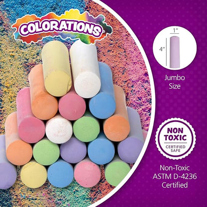 Colorations Sidewalk Chalk – 50pc 4” x 1” Washable, Bright Colored Chalk Set – - Image 6