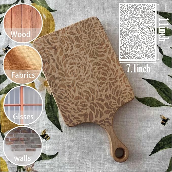 8 Pieces Stencils for Painting Reusable Corals Flowers Leaves Stencils Template - Image 4