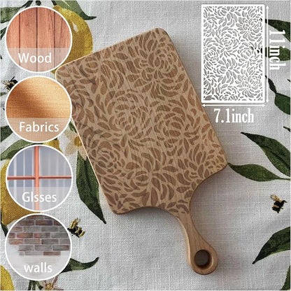 8 Pieces Stencils for Painting Reusable Corals Flowers Leaves Stencils Template - Image 4